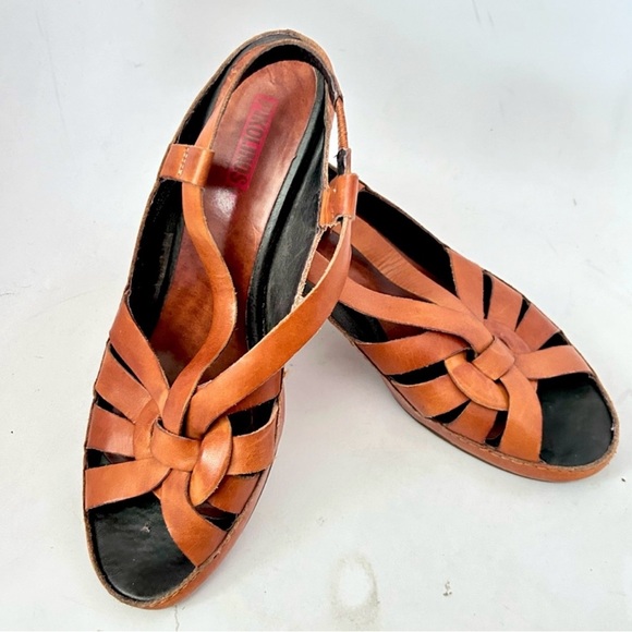 PIKOLINOS Brandy Brown Leather Sling Backs Strappy Heel Sandals Size 39 8.5 - Picture 4 of 8